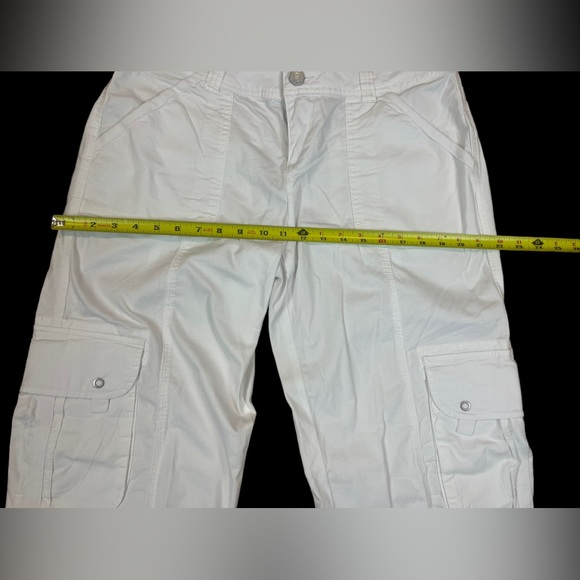 Garage Juniors White Cargo Pants Size 9 Drawstring Bottom Cotton Blend Stretch - Picture 7 of 8